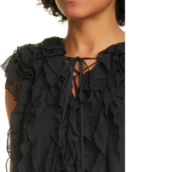 Jason Wu Black Ruffle Silk Blouse 2 - Picture 6 of 11